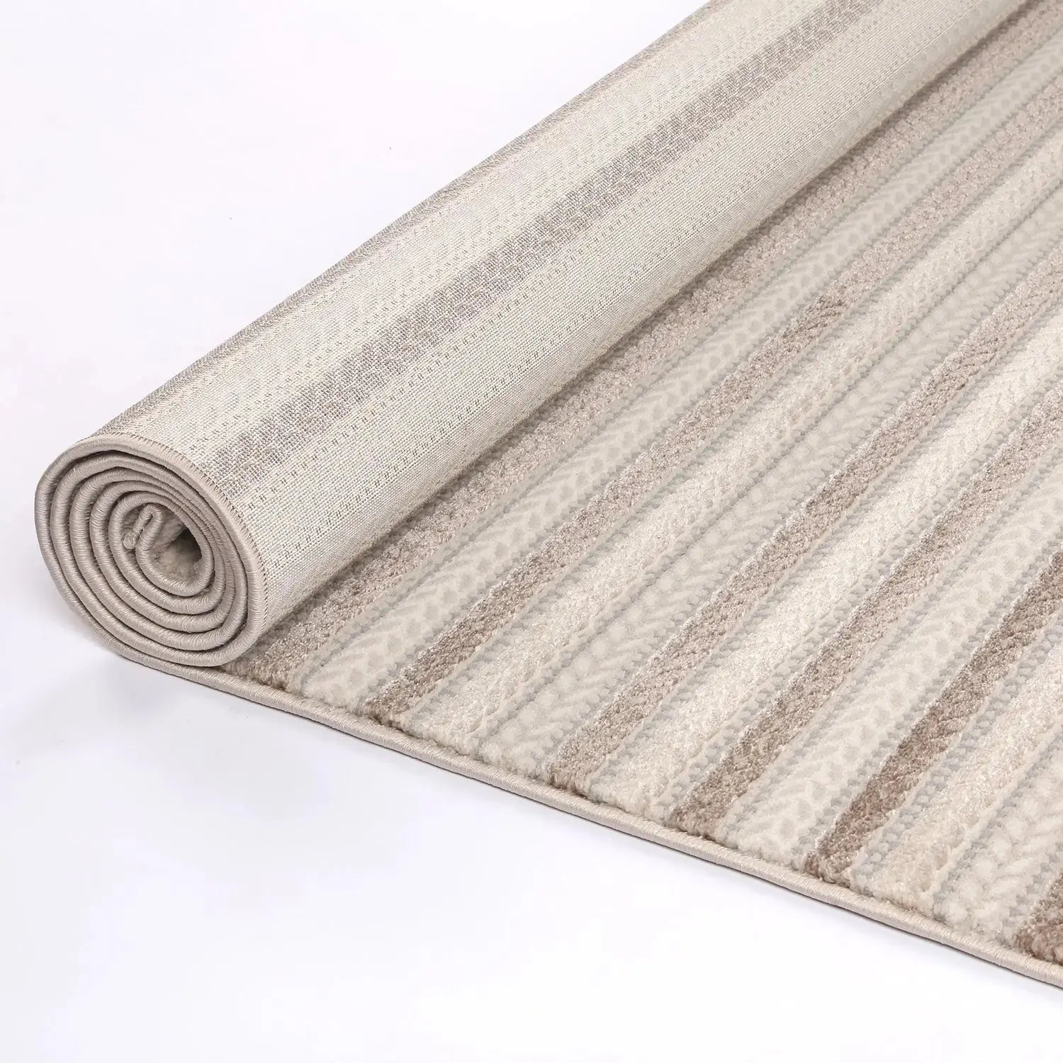 Agra Light Beige Striped Rug BRAVEN