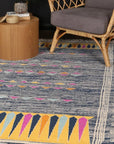 Asilah Dark Blue Cream Moroccan Rug BRAVEN