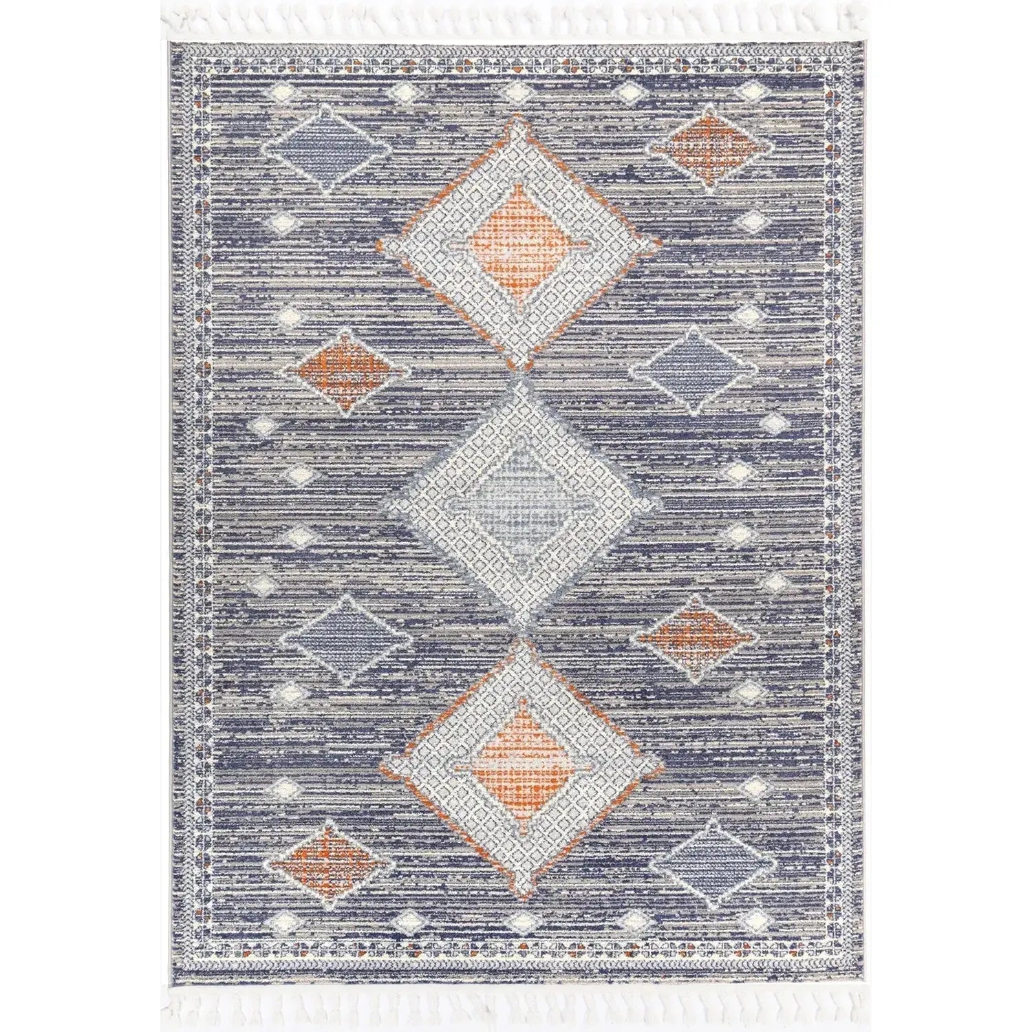 Asilah Dark Blue Grey Moroccan Rug BRAVEN