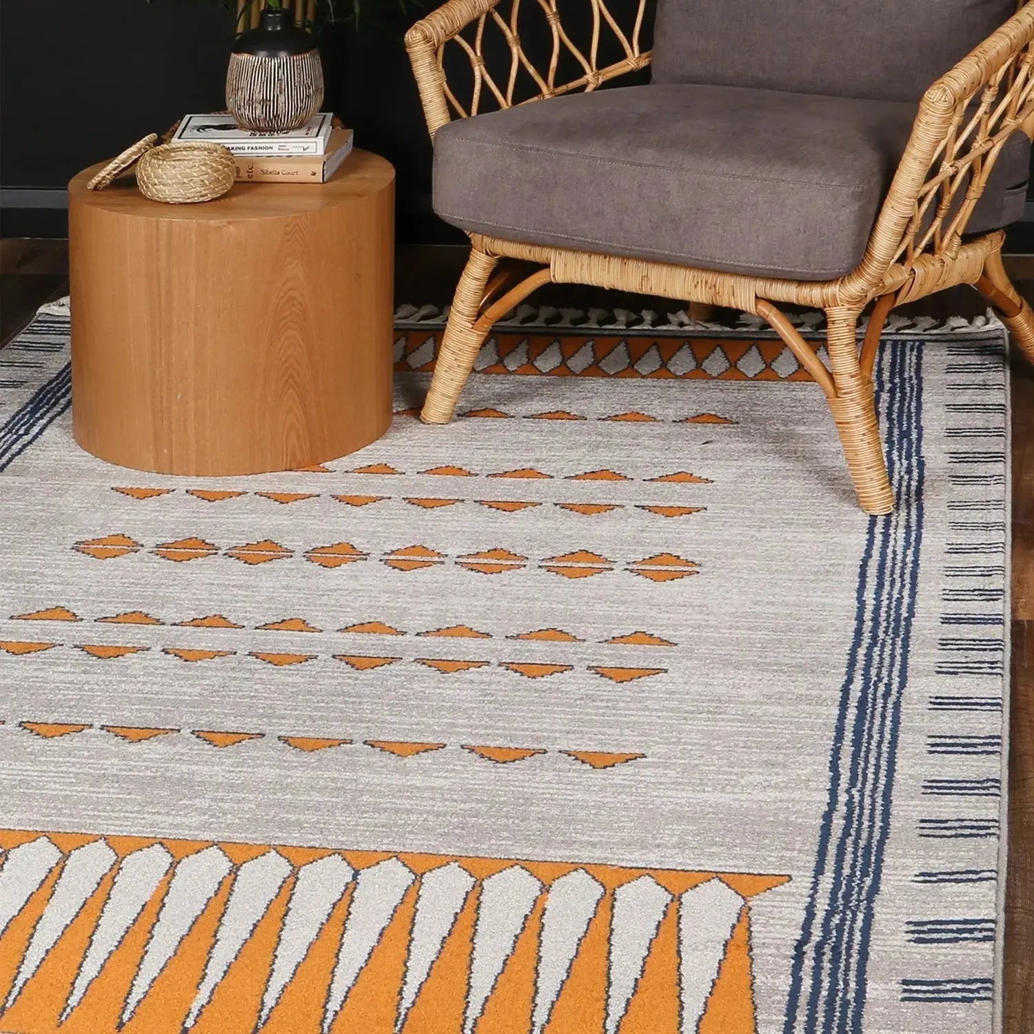 Asilah Dark Blue Terracotta Moroccan Rug BRAVEN