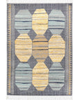 Asilah Dark Blue Yellow Moroccan Rug BRAVEN