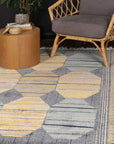 Asilah Dark Blue Yellow Moroccan Rug BRAVEN