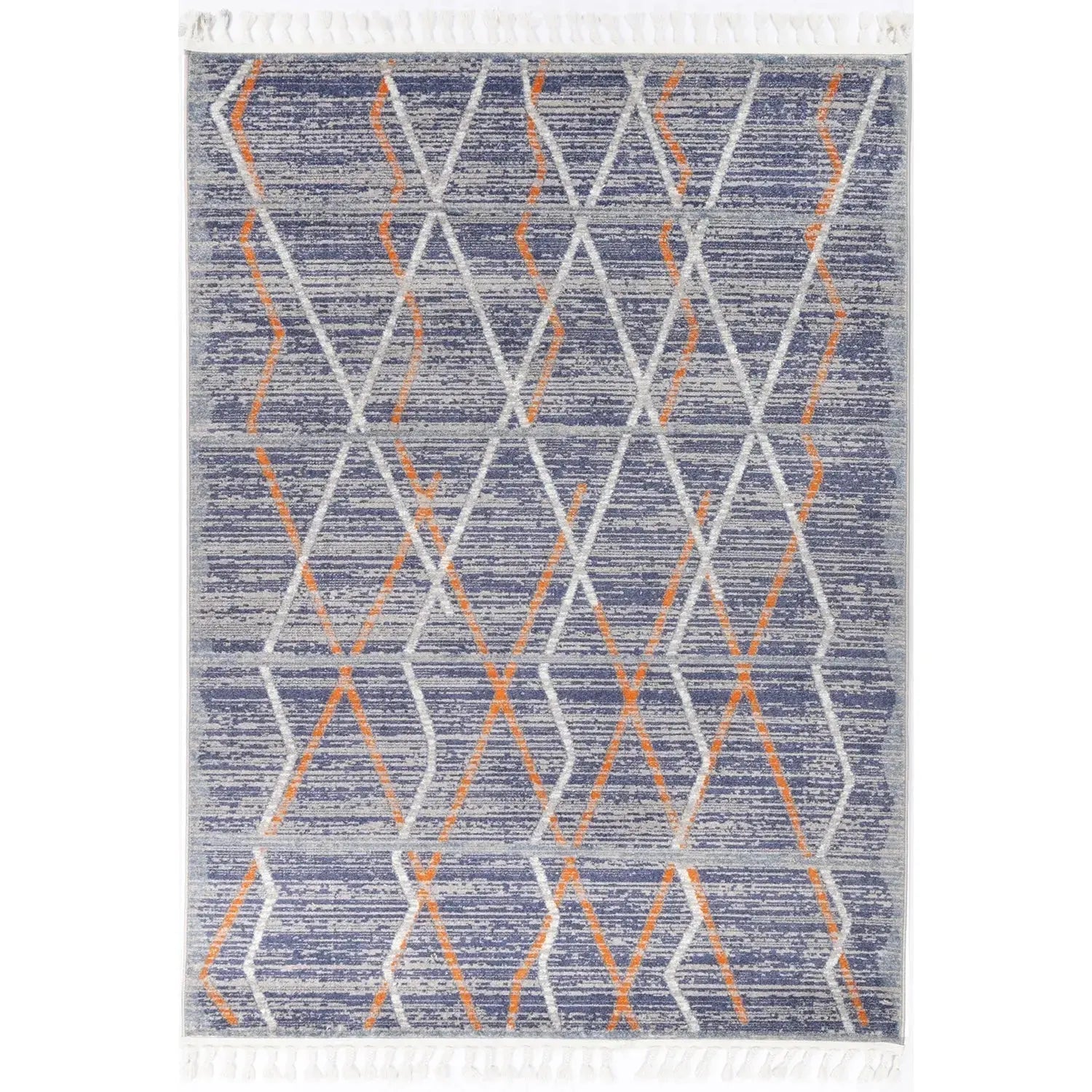 Asilah Grey Navy Moroccan Rug BRAVEN