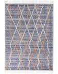 Asilah Grey Navy Moroccan Rug BRAVEN