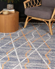 Asilah Grey Navy Moroccan Rug BRAVEN