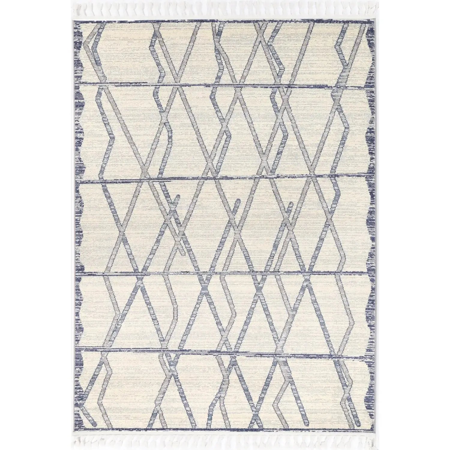 Asilah Light Grey Cream Moroccan Rug BRAVEN