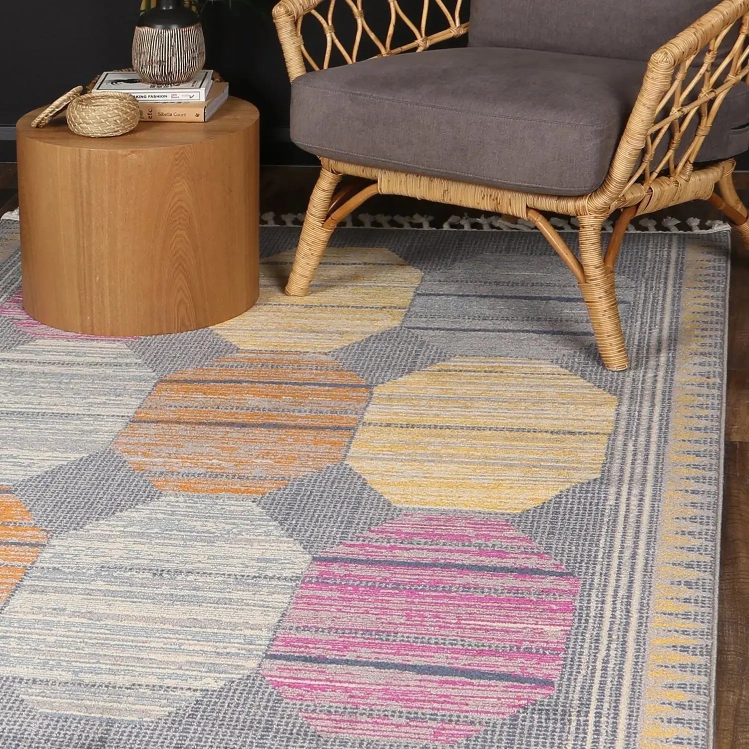 Asilah Navy Yellow Moroccan Rug BRAVEN