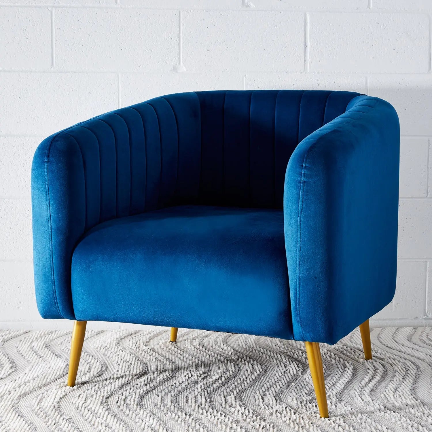 Blue Velvet Accent Chair KAILE