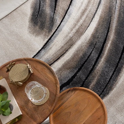 Crete Swirl Beige Grey Rug BRAVEN