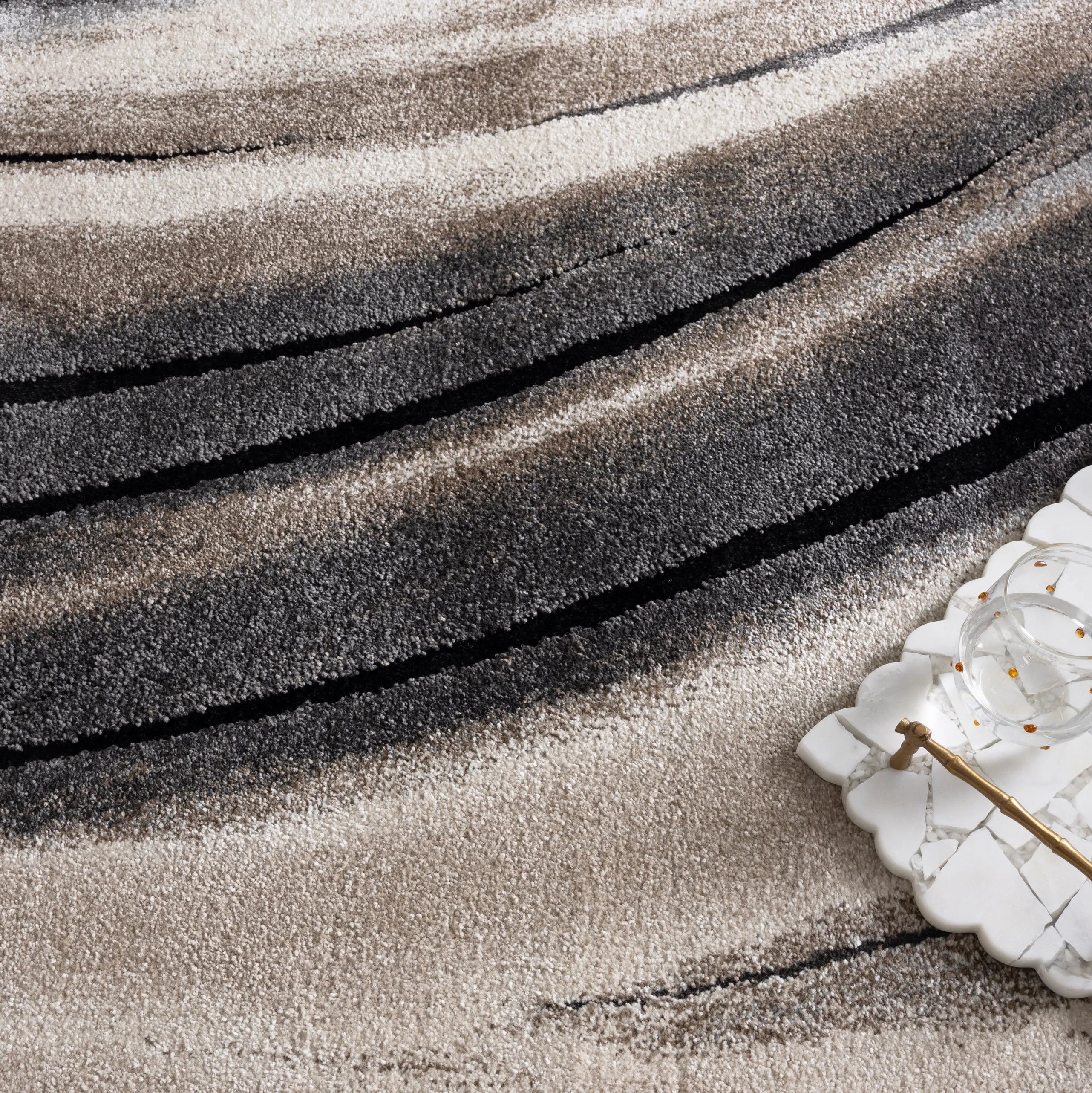 Crete Swirl Beige Grey Rug BRAVEN