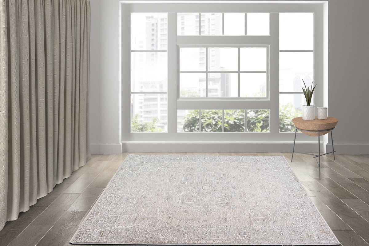 Crucial Distressed Light Grey Transitional Rug Smartex Int