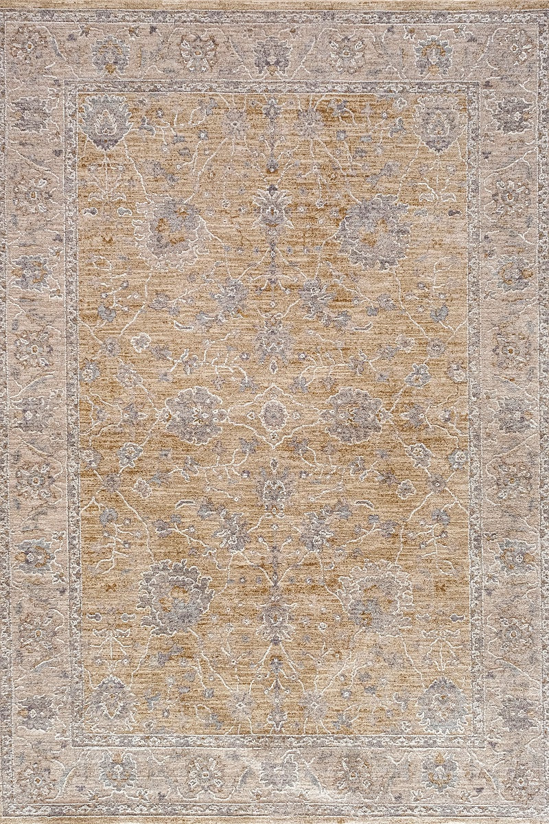 Crucial Floral Beige Transitional Rug Smartex Int