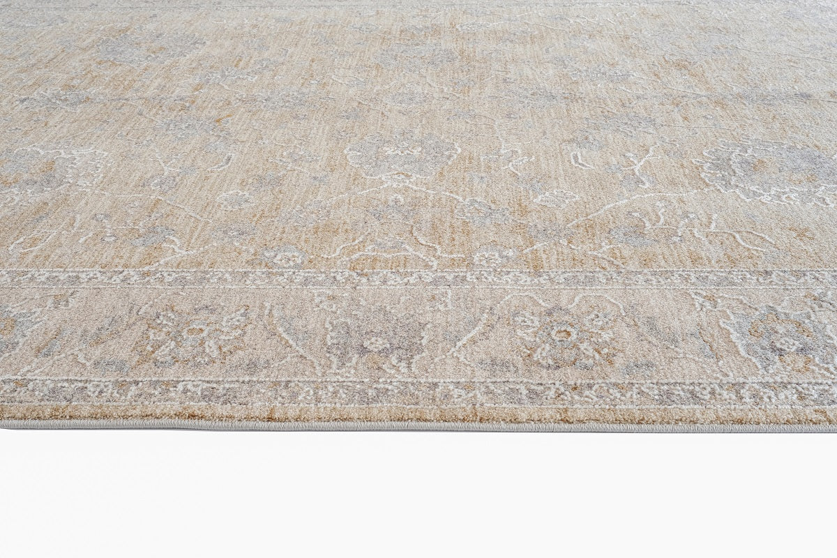 Crucial Floral Beige Transitional Rug Smartex Int