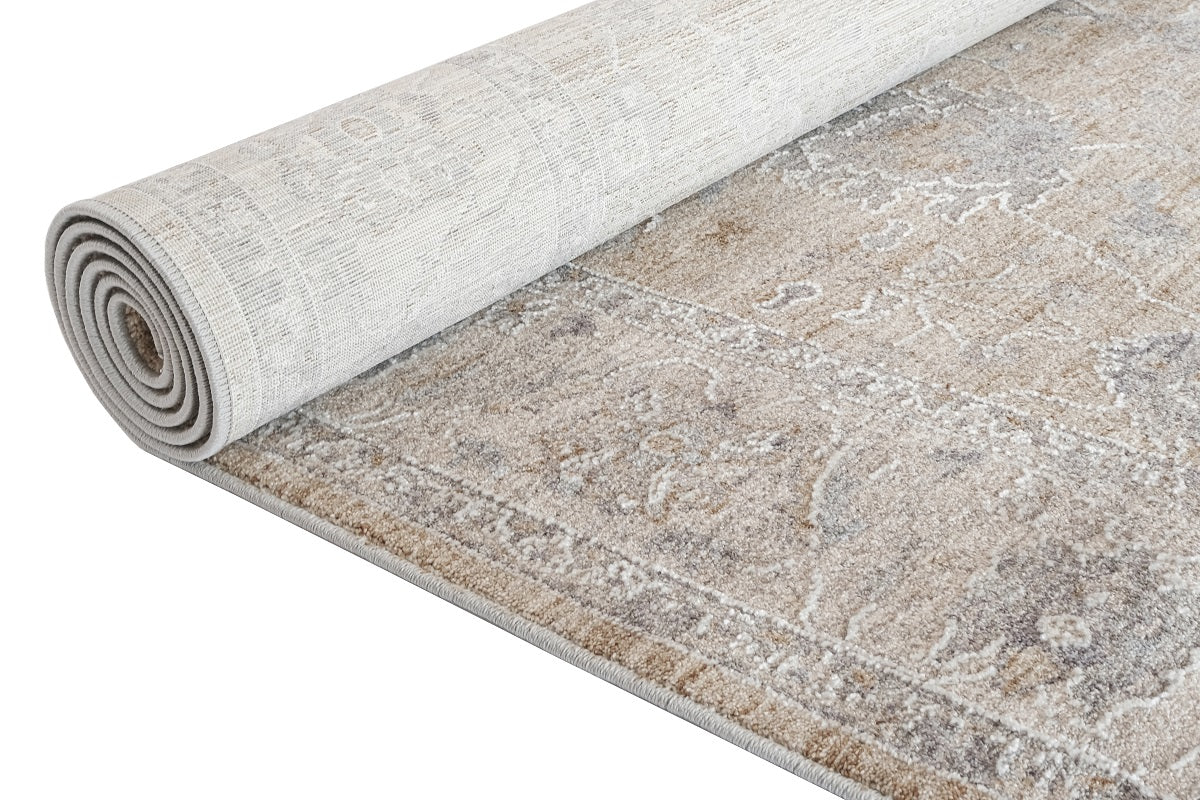 Crucial Floral Beige Transitional Rug Smartex Int