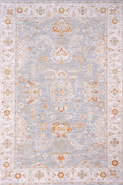 Crucial Floral Blue Transitional Rug Smartex Int