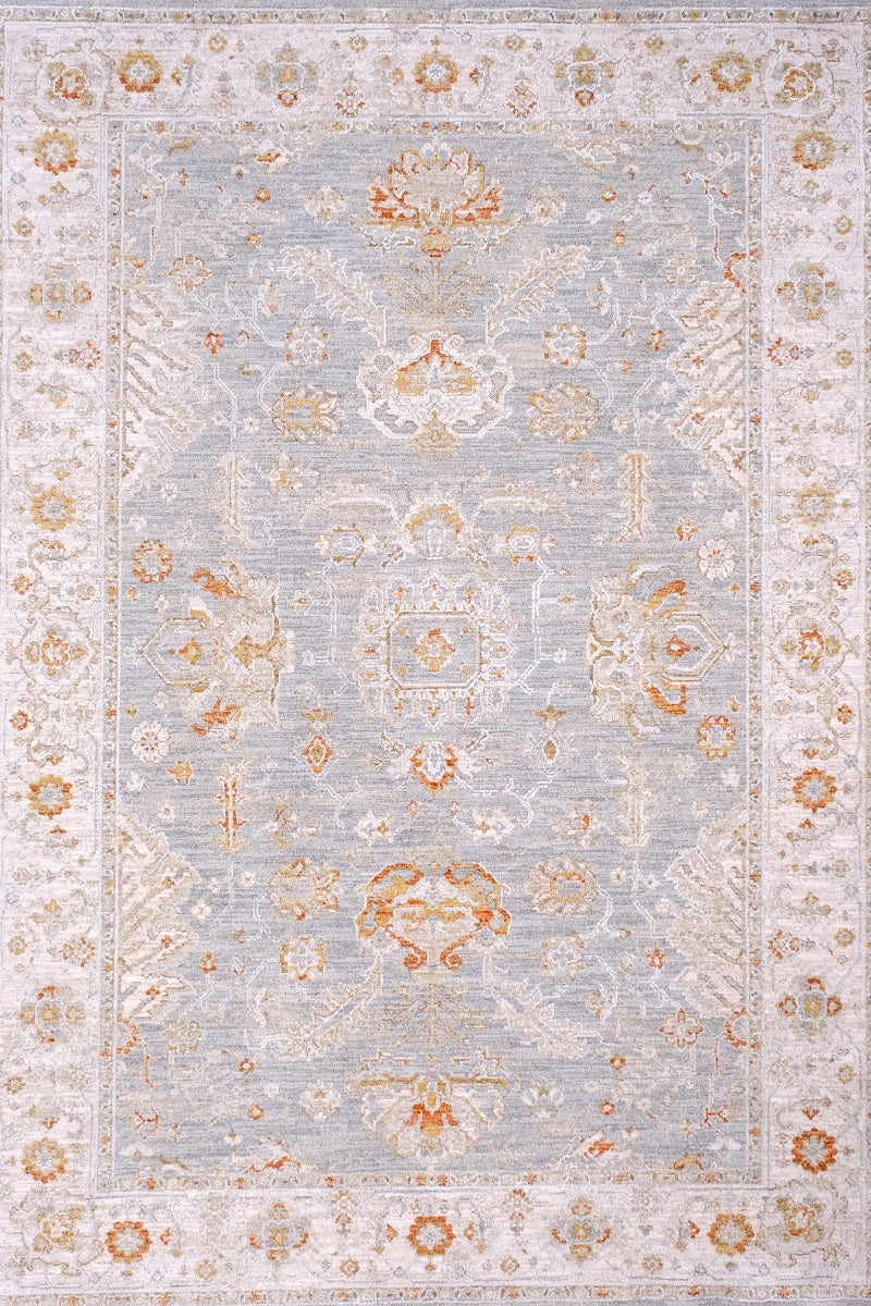 Crucial Floral Blue Transitional Rug Smartex Int