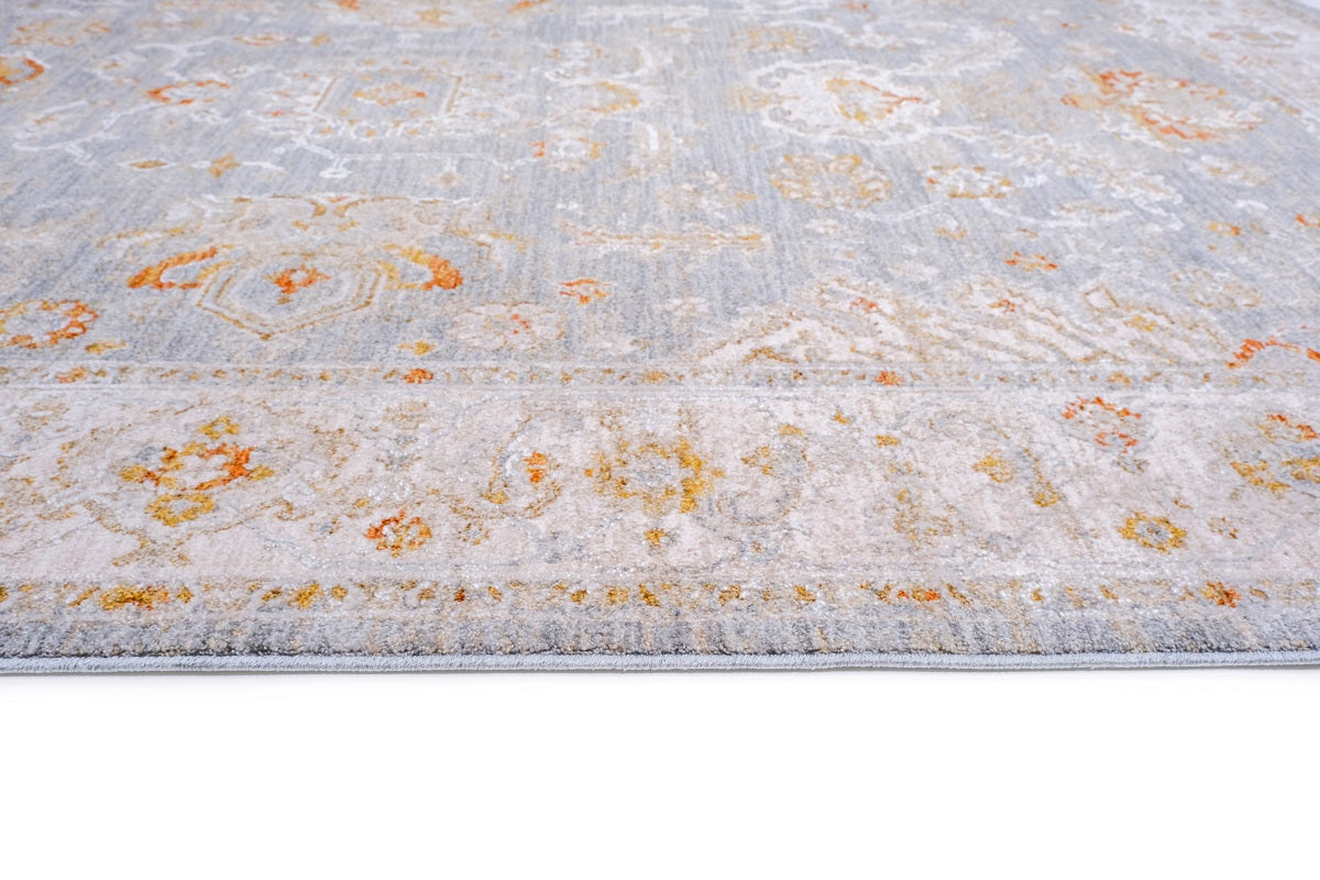 Crucial Floral Blue Transitional Rug Smartex Int