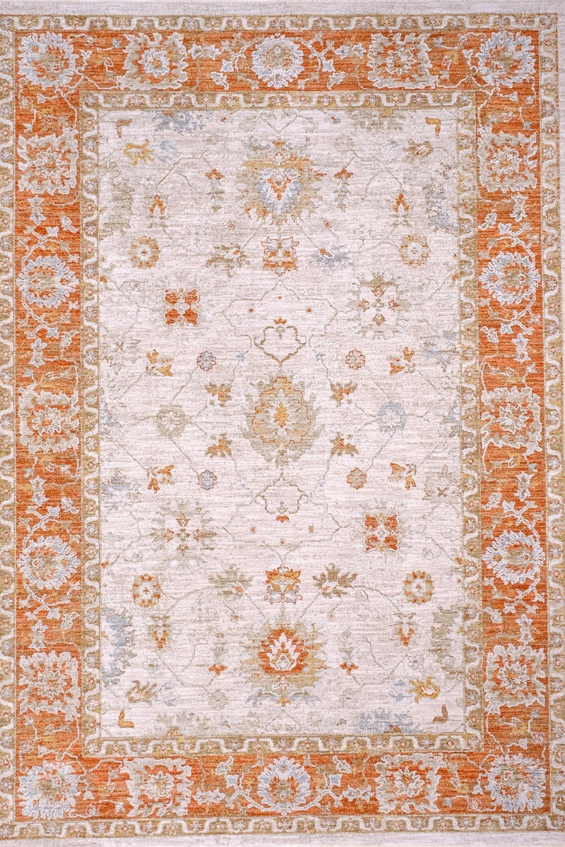 Crucial Floral Cream Transitional Rug Smartex Int