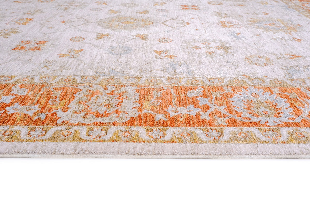 Crucial Floral Cream Transitional Rug Smartex Int