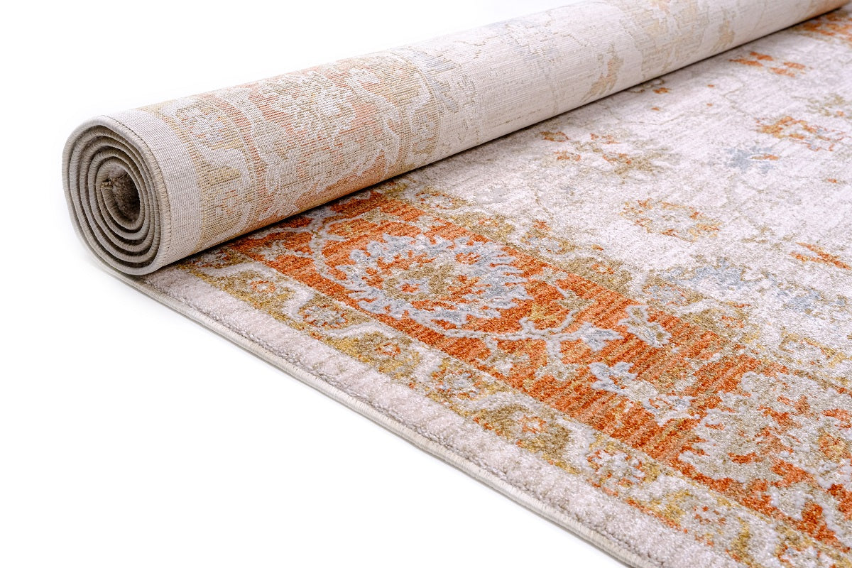 Crucial Floral Cream Transitional Rug Smartex Int