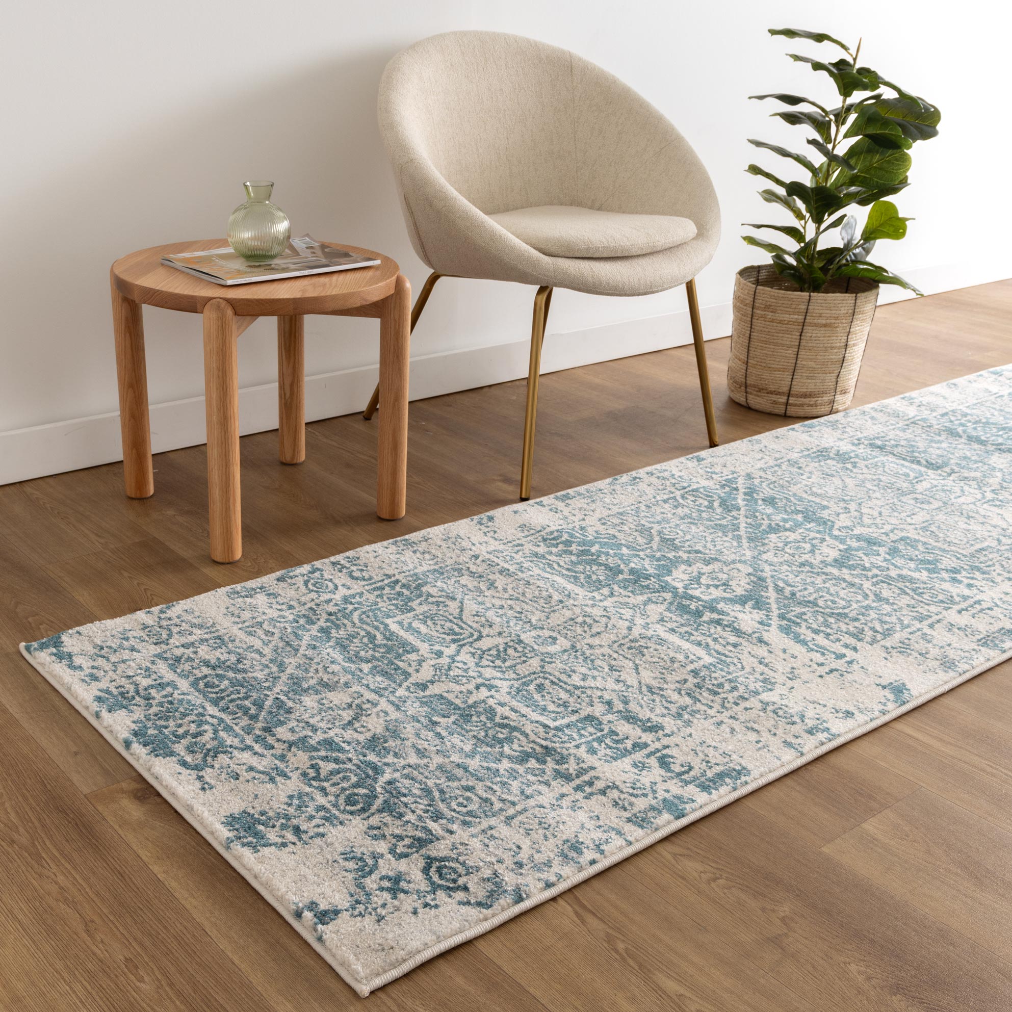 Delicate Audrey Ivory &amp; Blue Rug - DEL19