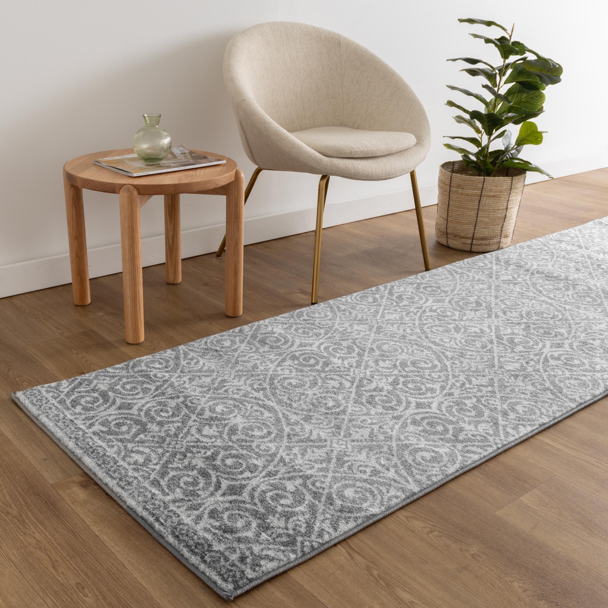 Delicate Katherine Grey &amp; Ivory Rug -  DEL23