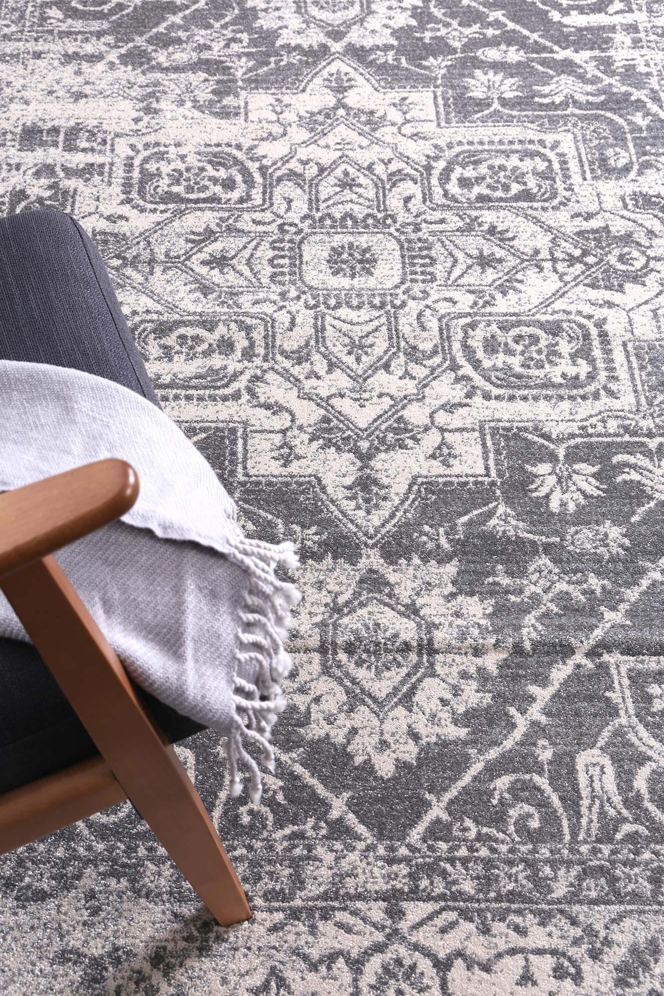 Delicate Audrey Ivory &amp; Grey Rug - DEL20