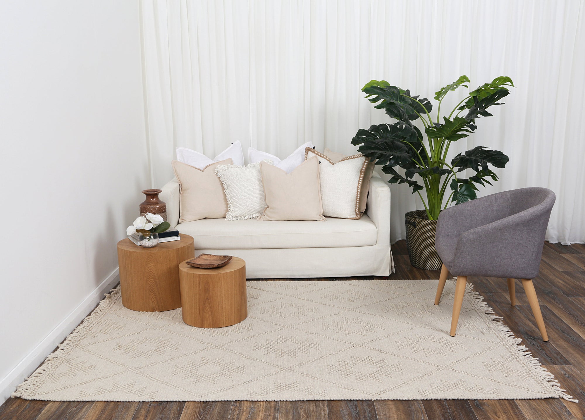 Diego Geometric Beige Wool Rug - DIEG04 BVB2B