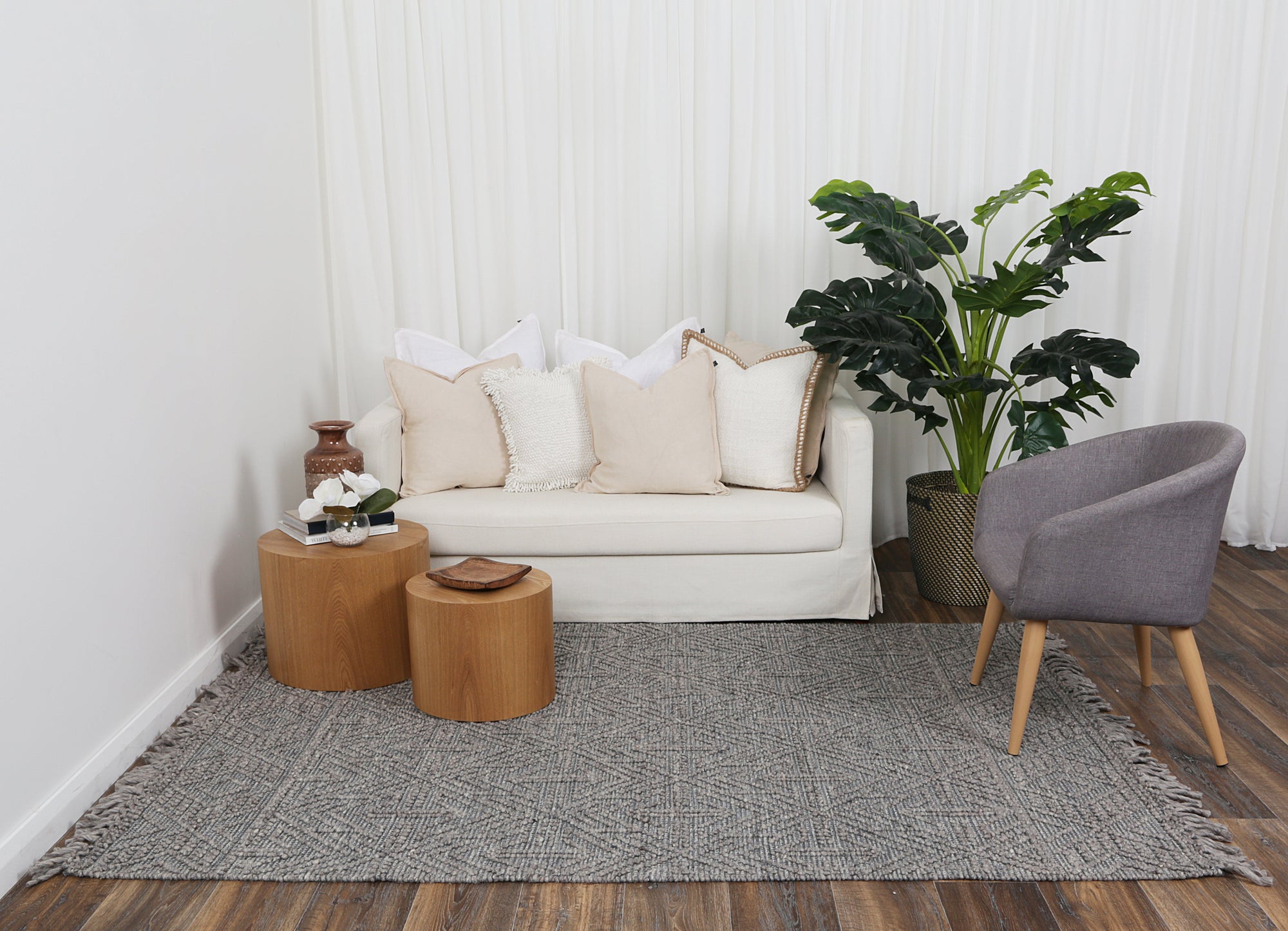 Diego Tribal Grey Multi Wool Rug - DIEG02 BVB2B