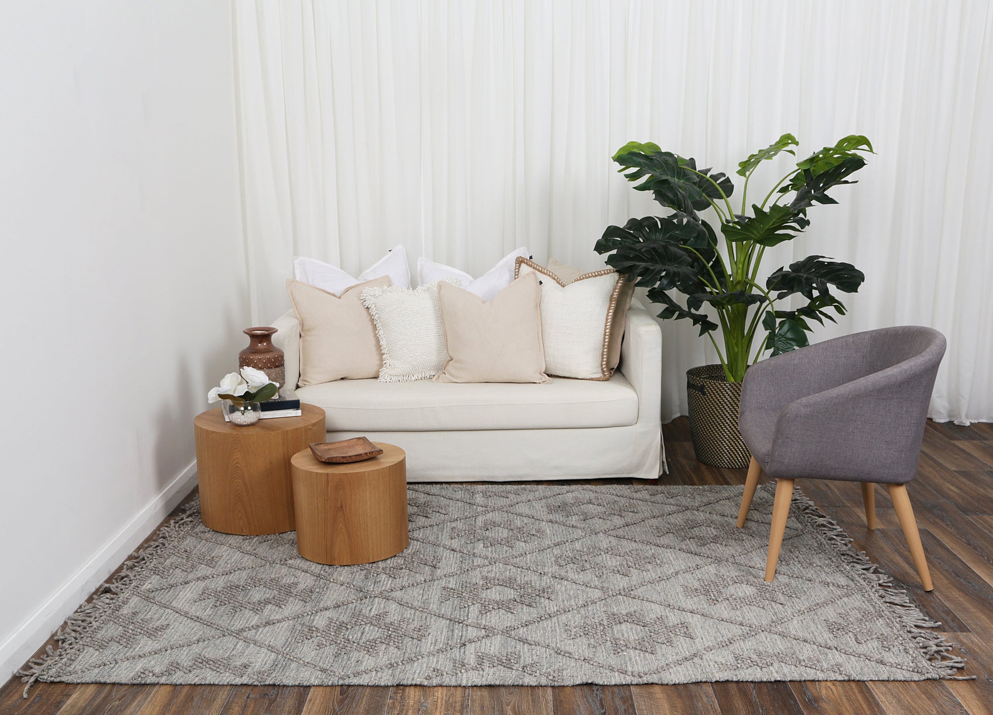 Diego Geometric Grey Multi Wool Rug - DIEG04 BVB2B