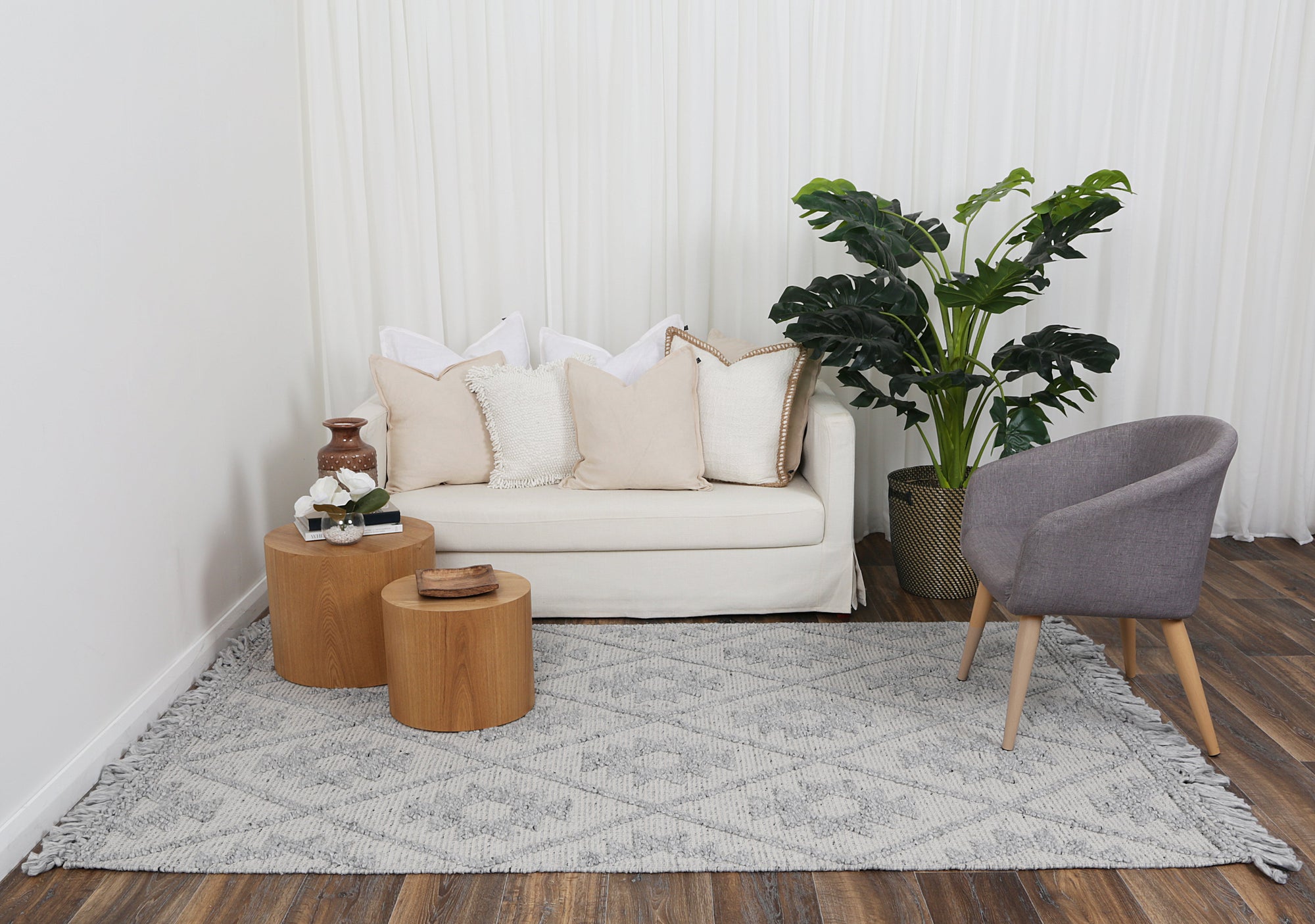 Diego Geometric Grey Wool Rug - DIEG04 BVB2B