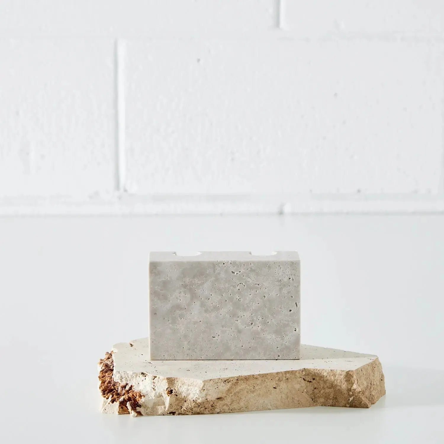 Edge Box Dual Travertine Candle Holder KAILE