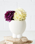 Footed Corrugated Ceramic Vase White KAILE