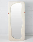 Full Length Abstract Velvet Floor Mirror White KAILE