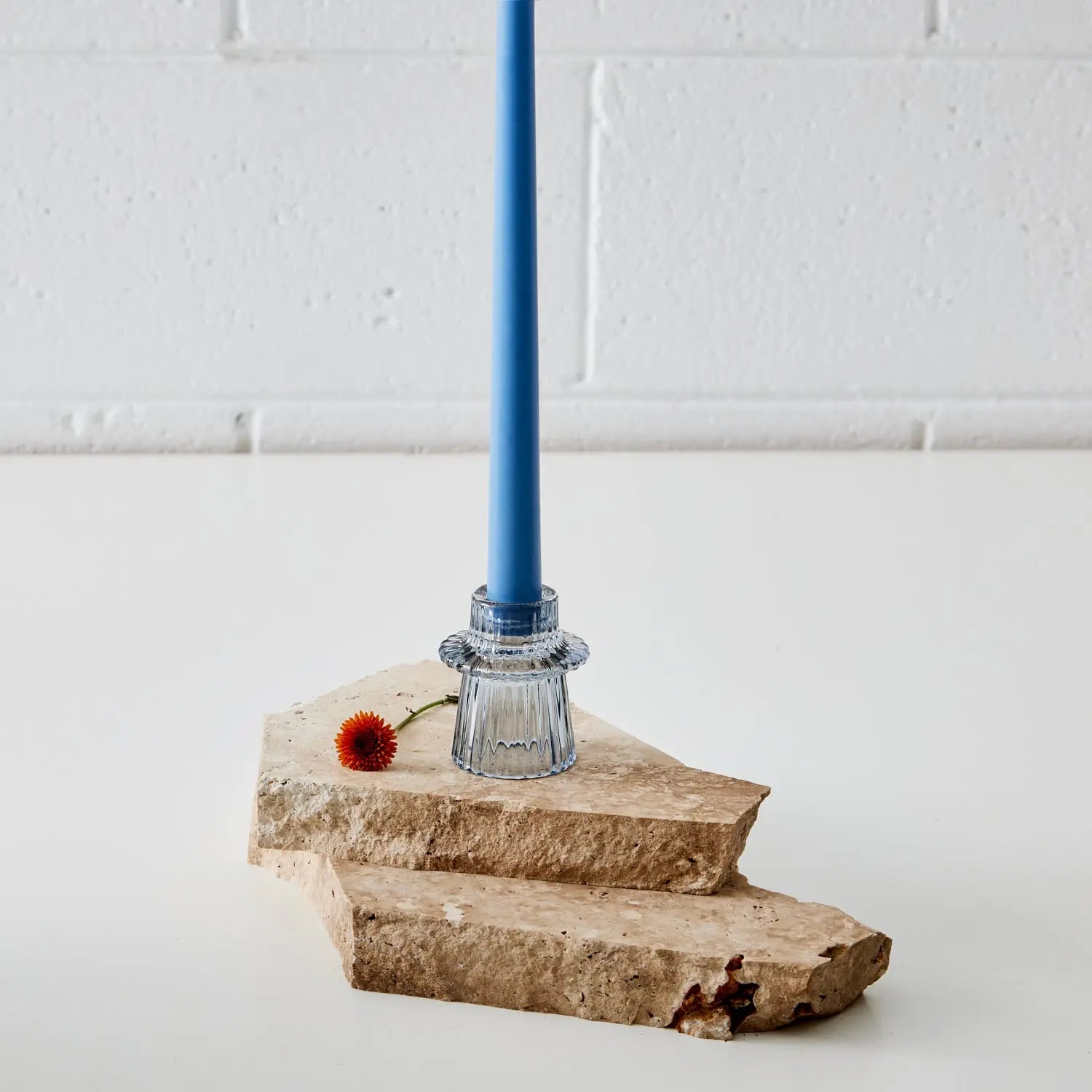 Glass Candleholder Blue COAST