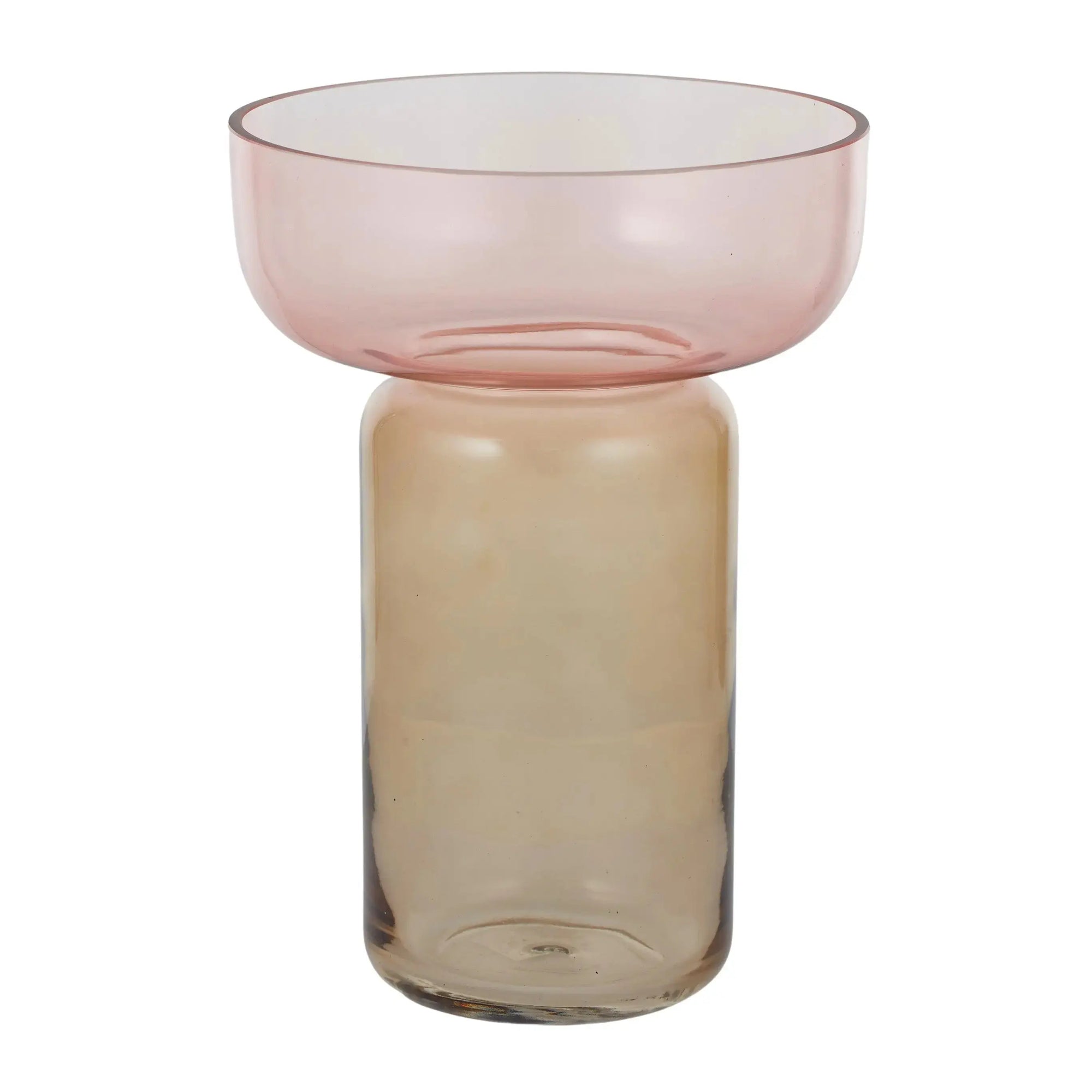 Glass Footed Vase Pink and Amber COAST