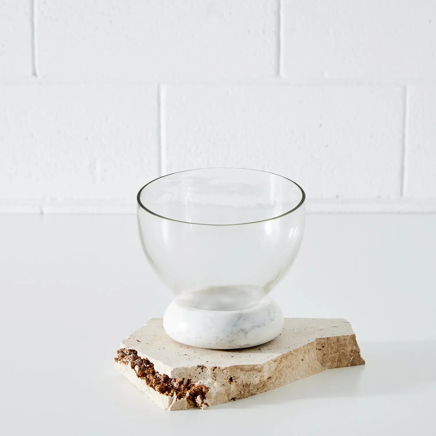 Glass Marble Bowl White Stoneman