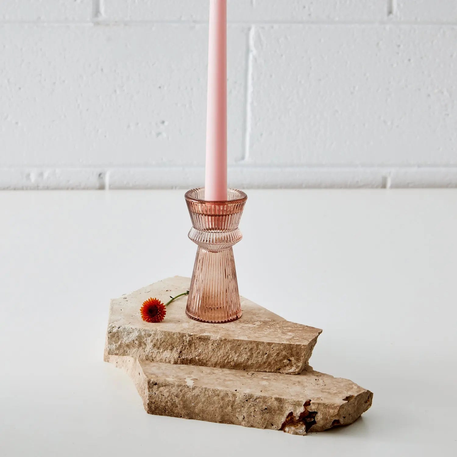 Glass Taper Candleholder Pink COAST