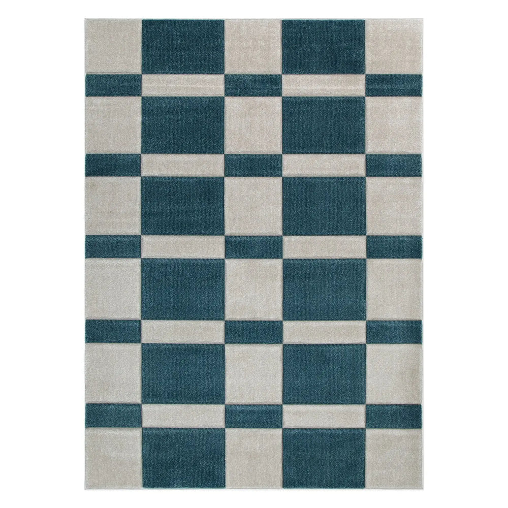 Hamilton Checkered Blue Rug – Stylish & Durable | DecoRug