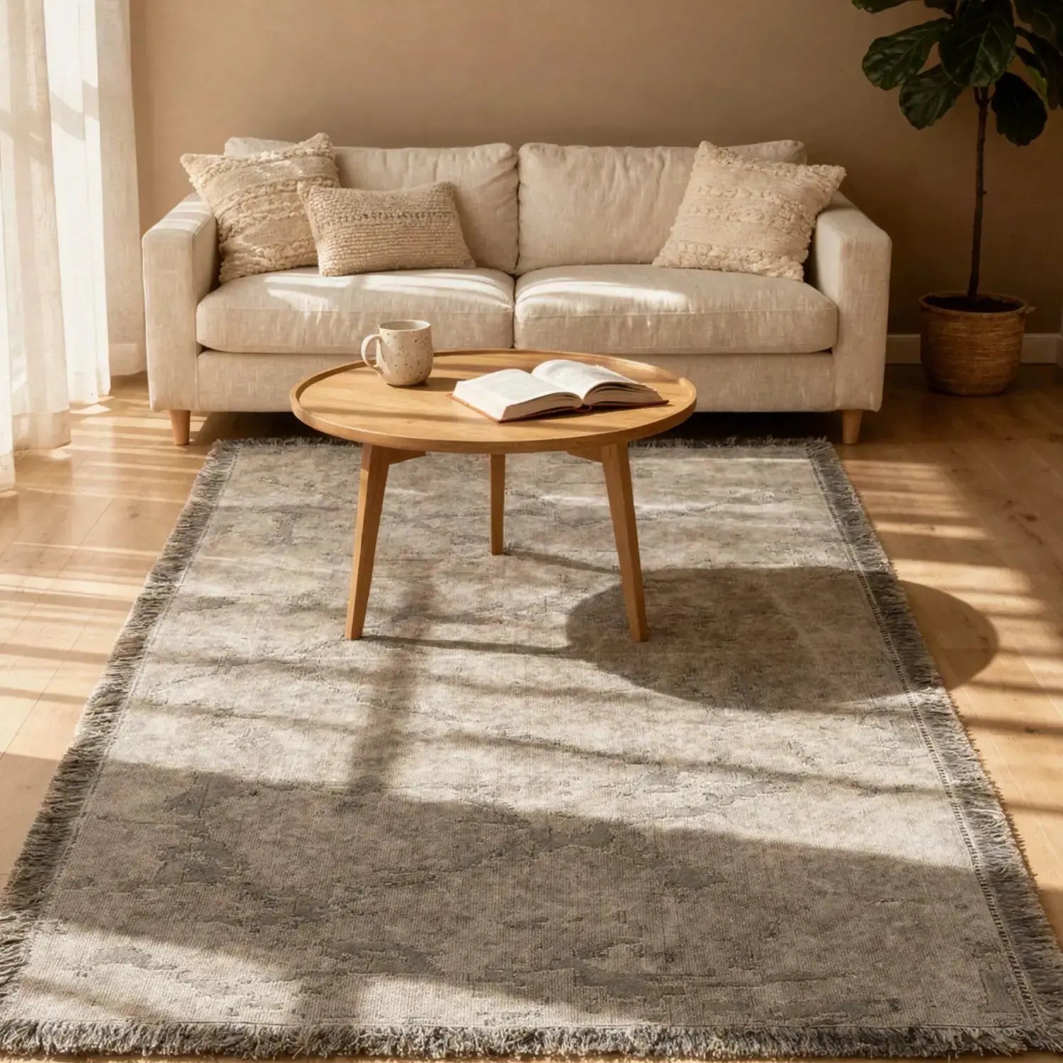 Haryana Ashy Beige Stonewashed Rug empty1