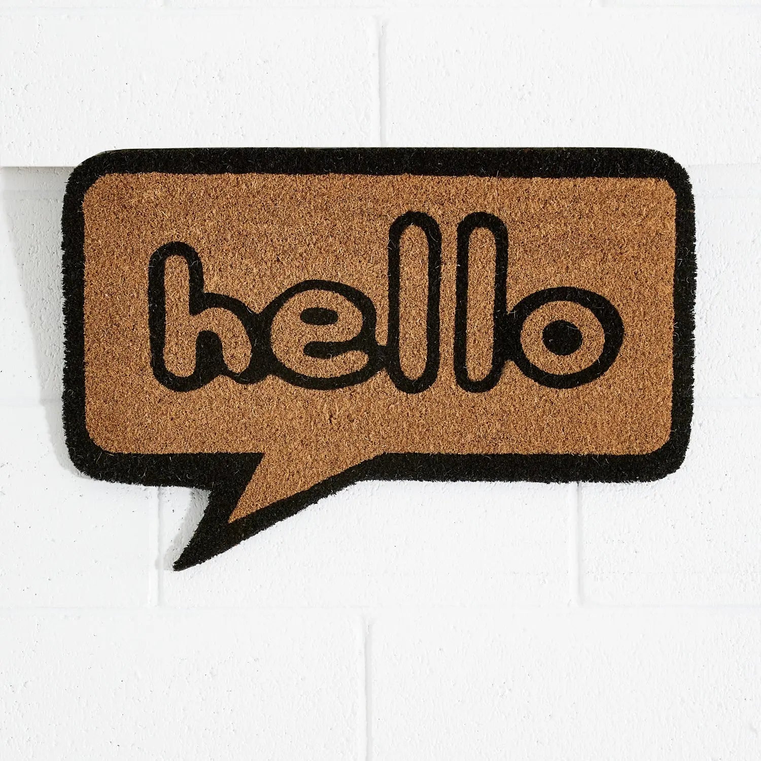 Hello Black Coir Door Mat DecoRug