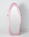 Irregular Velvet Full Length Floor Mirror Pink KAILE