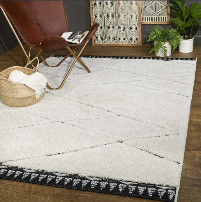 Liege Moroccan Cream Black Rug LTB2B