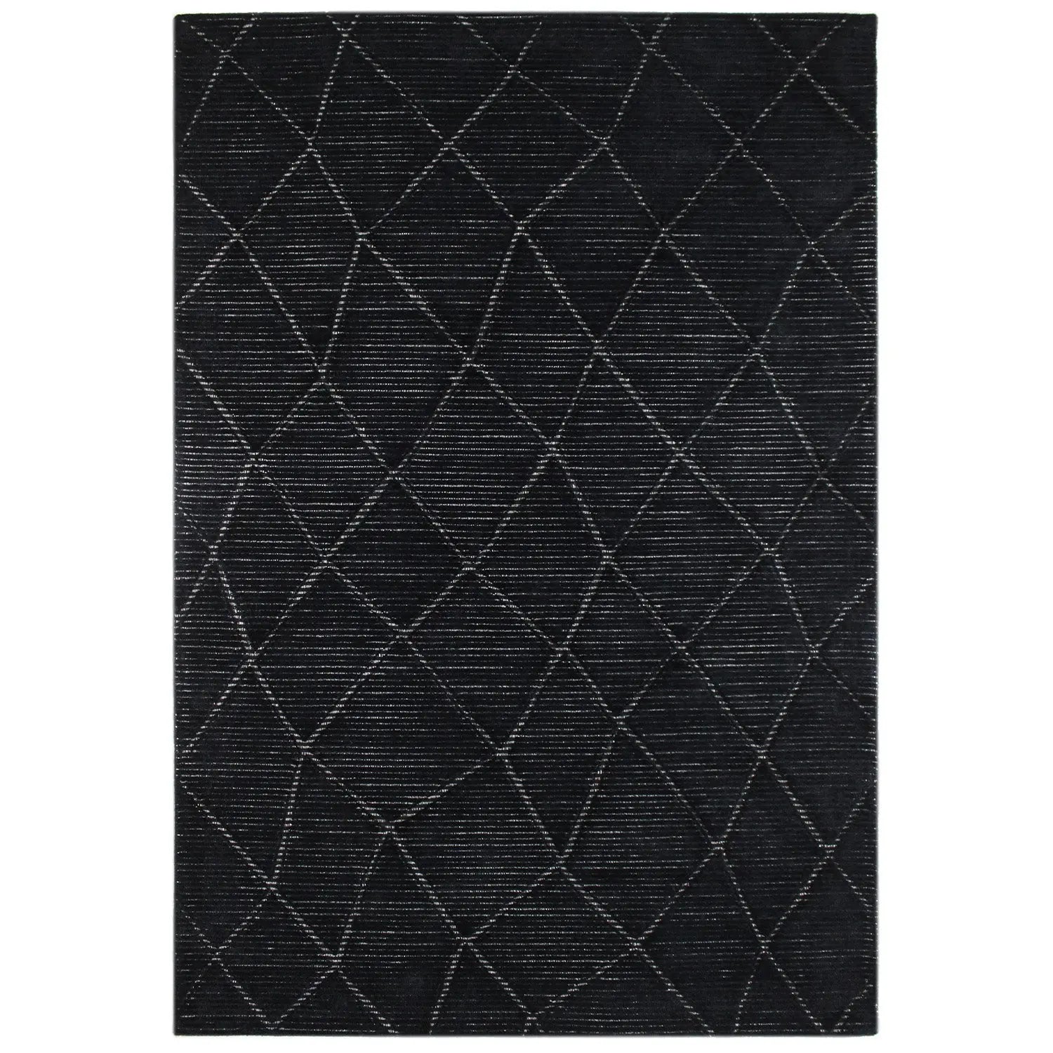 Lacey Abstract Diamond Charcoal Wool Rug DecoRug