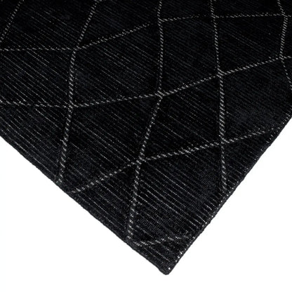 Lacey Abstract Diamond Charcoal Wool Rug empty1