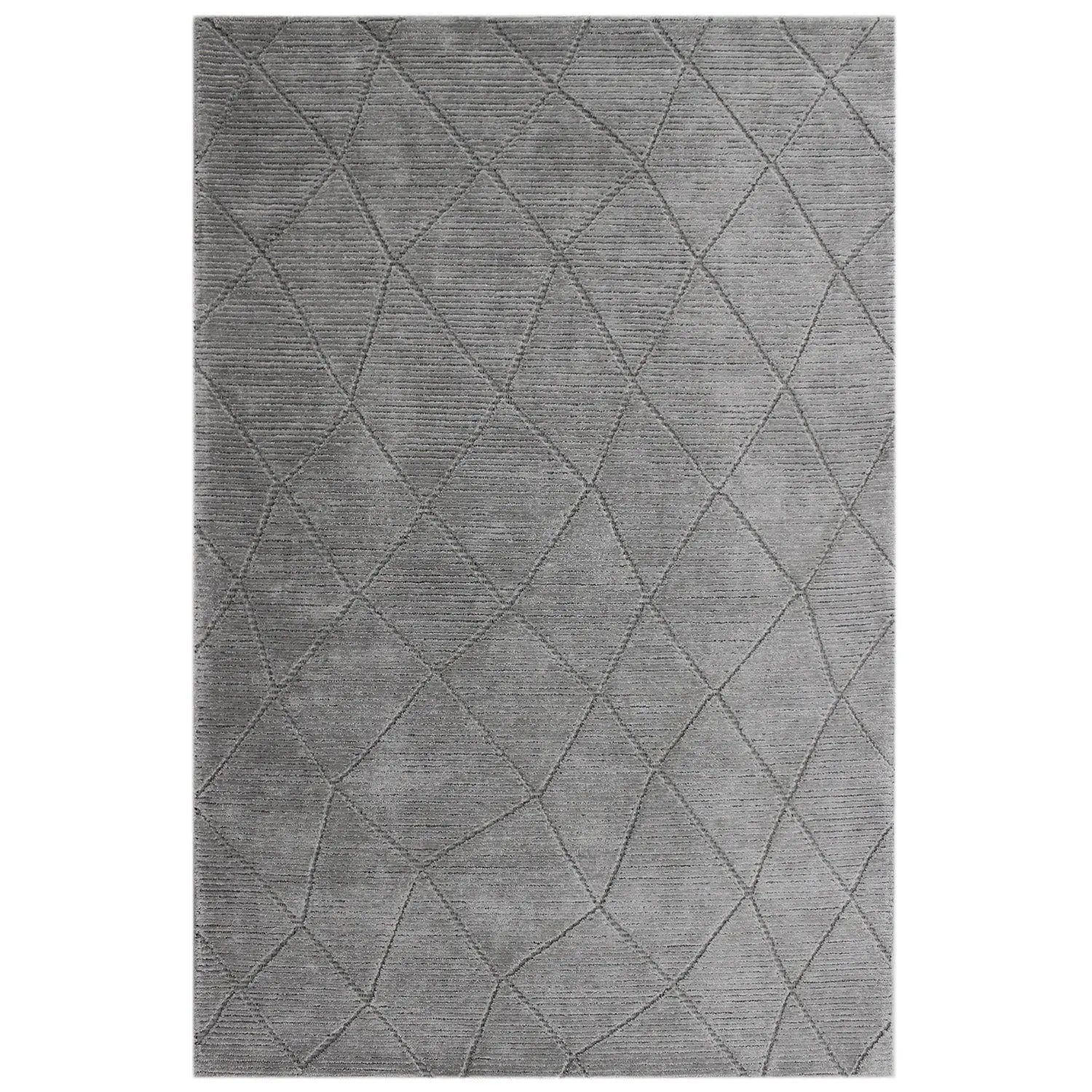 Lacey Abstract Diamond Silver Wool Rug DecoRug