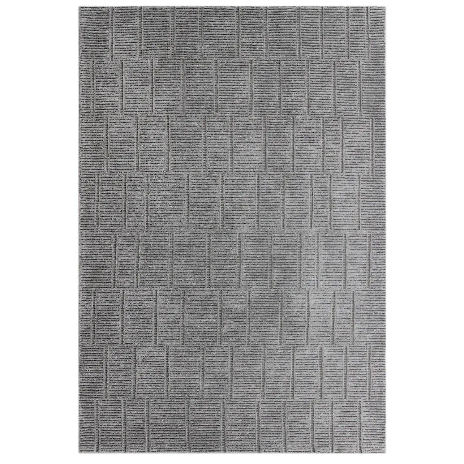 Lacey Abstract Stripe Silver Wool Rug DecoRug