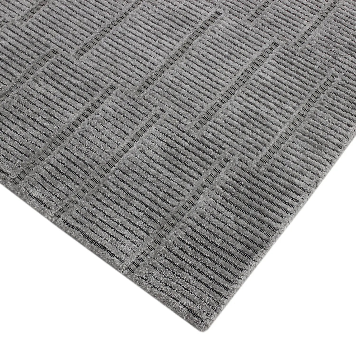 Lacey Abstract Stripe Silver Wool Rug DecoRug
