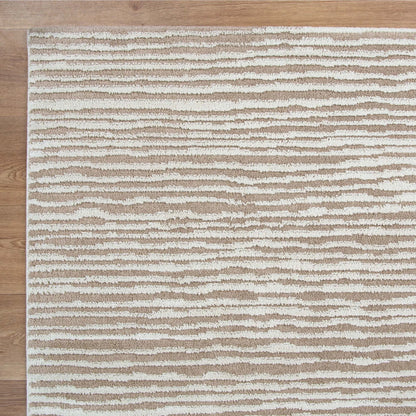 Lavendi Waves Cream Beige Wool Rug DecoRug