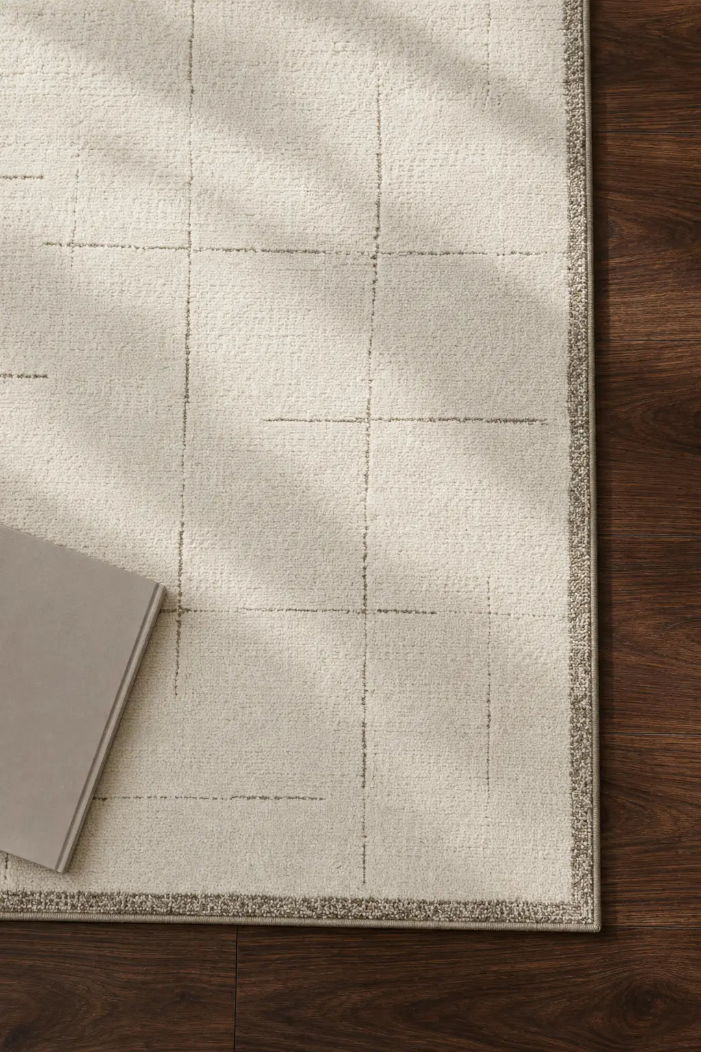 Leo Grid Cream Textured Rug DecoRug